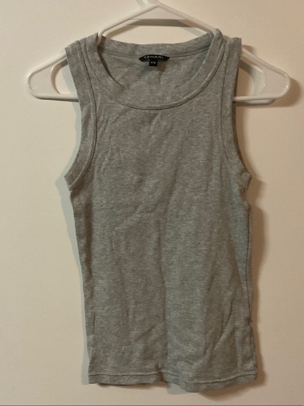 Tahari Heather Gray Ribbed Sleeveless Tank